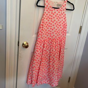 J crew floral neon pink embroidery white dress